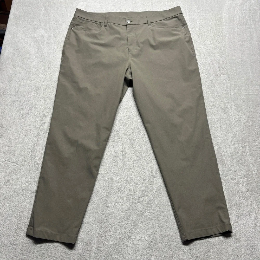Lululemon Commission Pant Classic Fit Warpstreme Olive Sage Green Mens 40x30 EUC